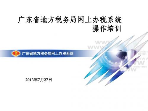 广东省地方税务局网上办税系统 操作培训