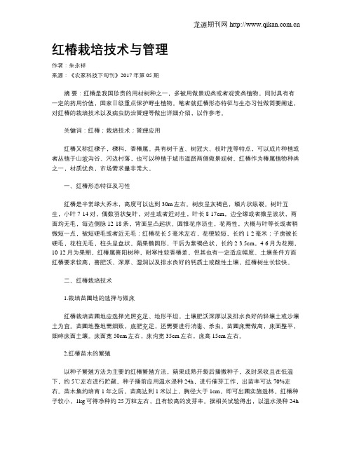 红椿栽培技术与管理