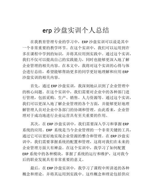 erp沙盘实训个人总结