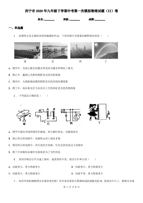 西宁市2020年九年级下学期中考第一次模拟物理试题(II)卷