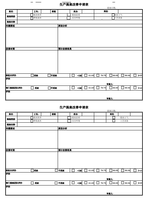 生产提案改善申请表