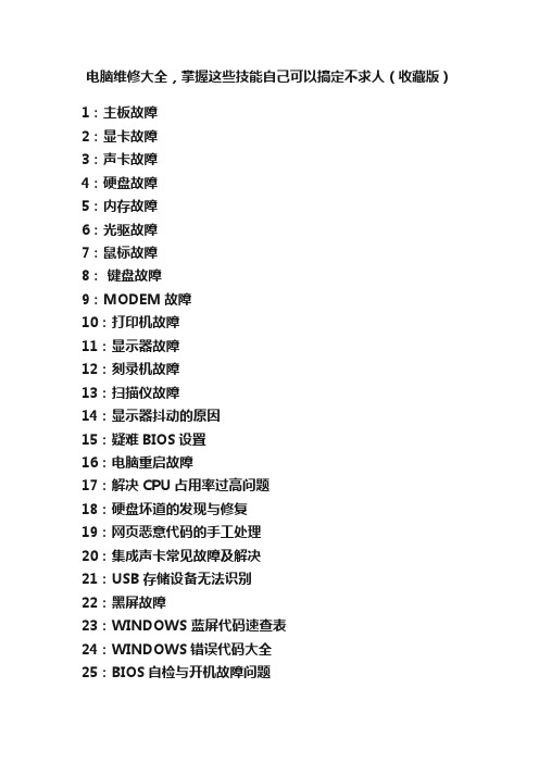 电脑维修大全，掌握这些技能自己可以搞定不求人（收藏版）