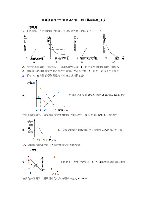 山东省莒县一中重点高中自主招生化学试题_图文