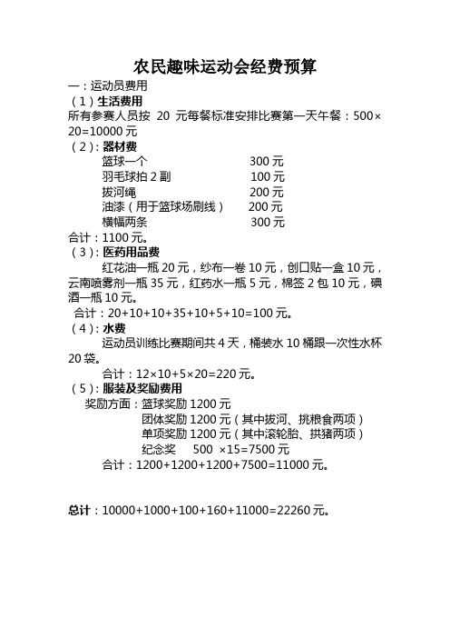 运动会经费预算