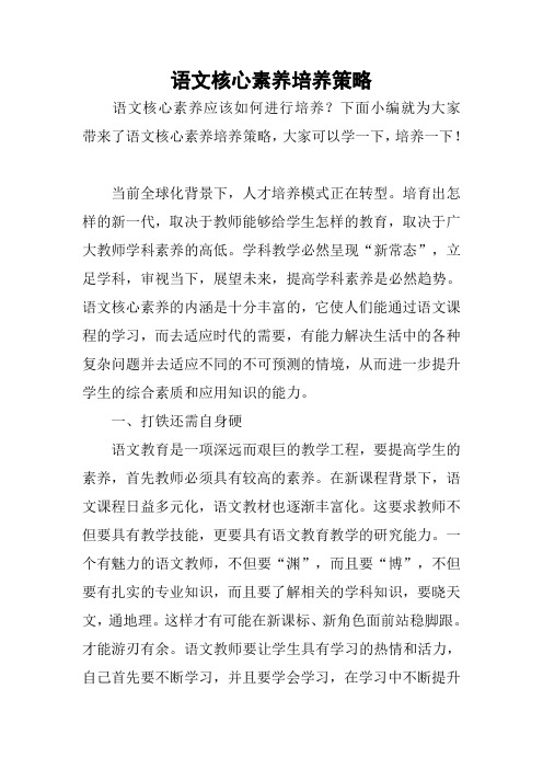 语文核心素养培养策略