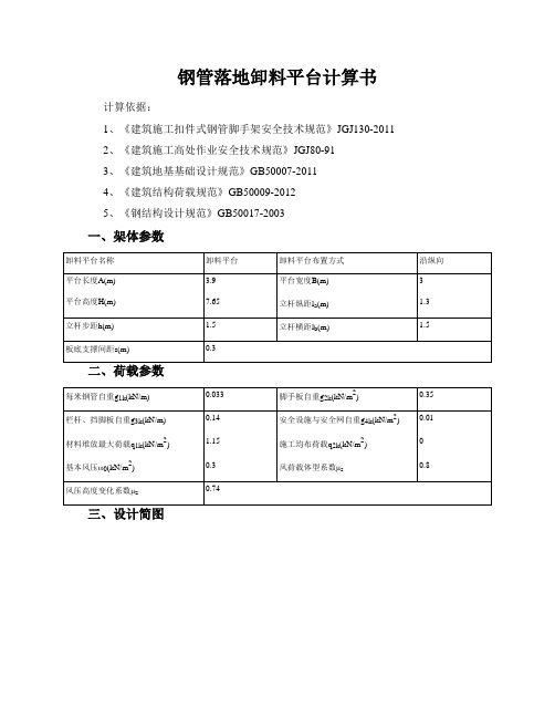 钢管落地卸料平台计算书1.15KN