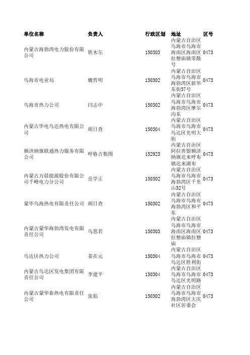 电力行业-乌海电力企业 精品