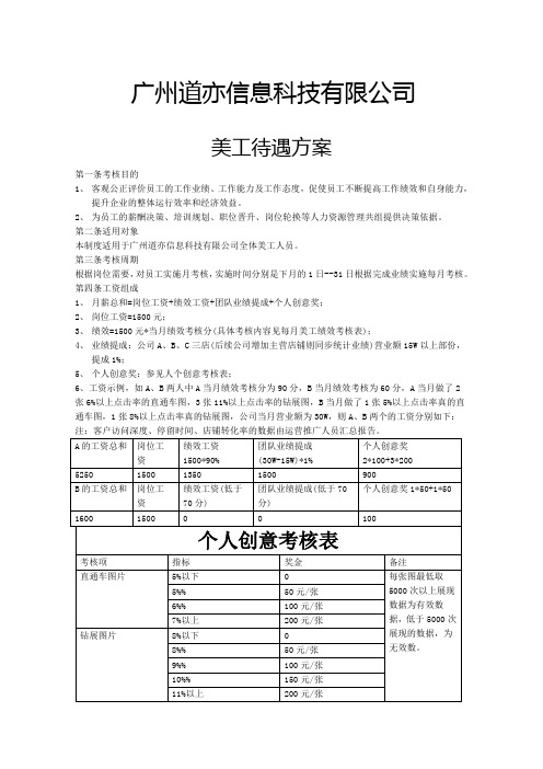 淘宝美工待遇方案及绩效考核标准