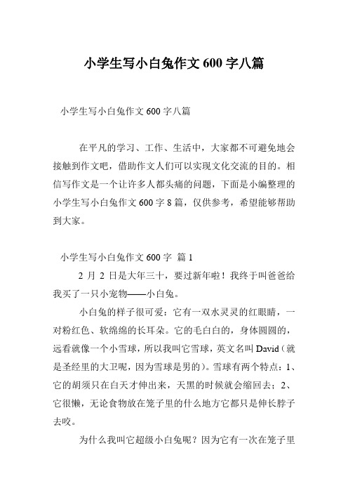 小学生写小白兔作文600字八篇