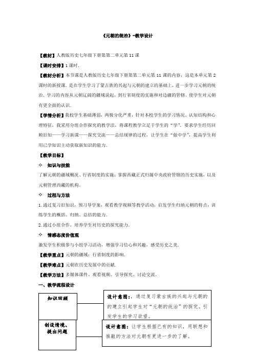 初中历史_元朝的统治教学设计学情分析教材分析课后反思