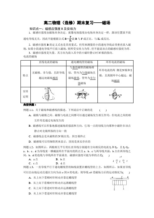 高二物理(选修)期末复习——磁场(学生版)