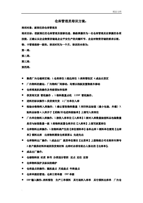 仓库管理员培训计划