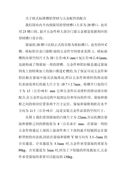 关于欧式标准槽铝型材与五金配件的配合