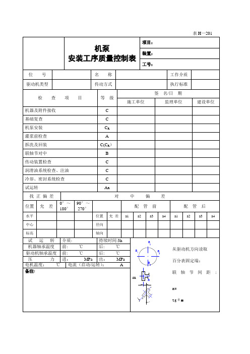 化工设备安装交工资料表格