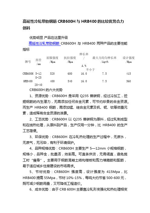 高延性冷轧带肋钢筋CRB600H与HRB400的比较优势合力创科