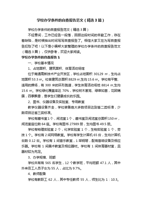 学校办学条件的自查报告范文（精选3篇）