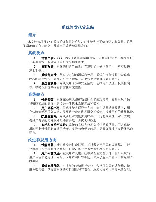 系统评价报告总结