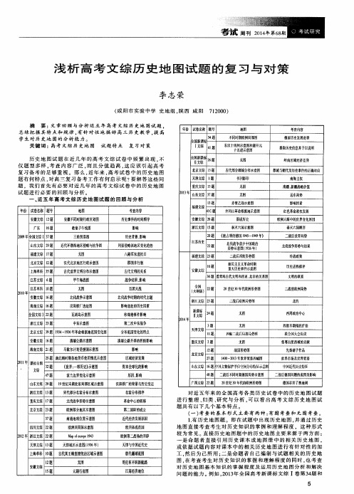 浅析高考文综历史地图试题的复习与对策