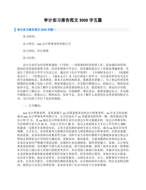 审计实习报告范文3000字五篇