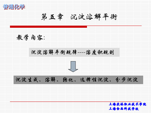 基础化学——教案14沉淀溶解平衡