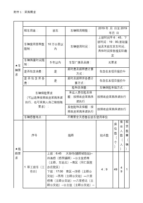 采购需求★车辆要求【模板】