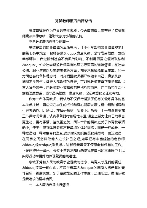 党员教师廉洁自律总结