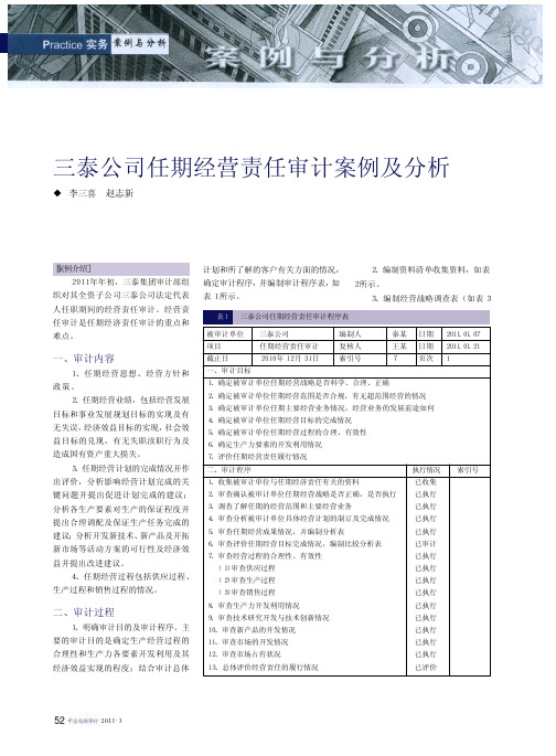 三泰公司任期经营责任审计案例及分析