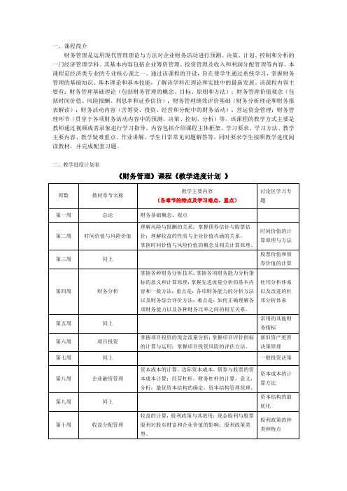 财务管理课程简介及重难点分析