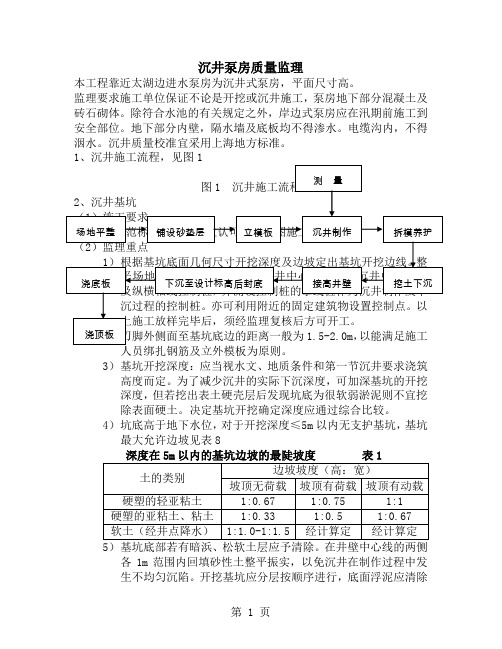 沉井、泵房监理细则精品文档30页