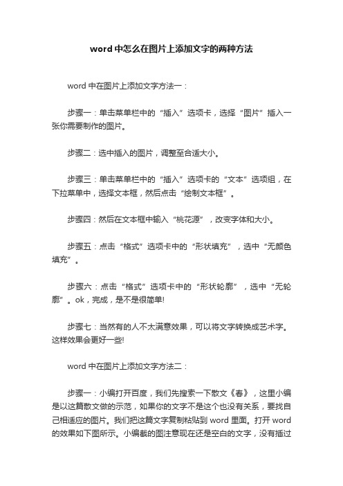 word中怎么在图片上添加文字的两种方法