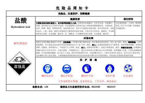 盐酸危化品告知卡