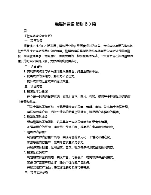 融媒体建设 策划书3篇