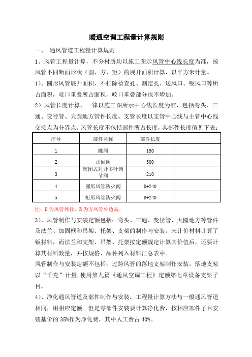 暖通空调工程量计算规则