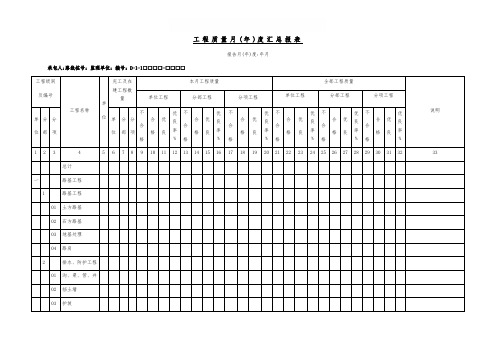 工程质量月年度汇总报表