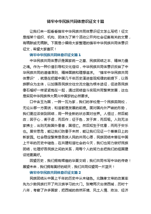 铸牢中华民族共同体意识征文十篇