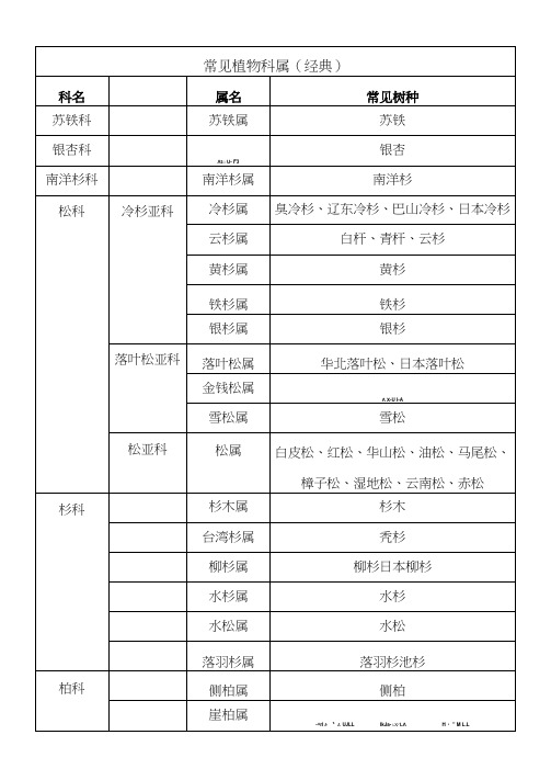 常见植物科属(经典)重点讲义资料