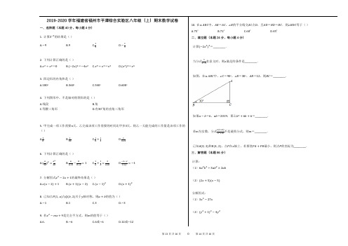 2019-2020学年福建省福州市平潭综合实验区八年级(上)期末数学试卷(解析版)