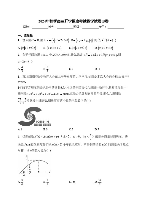 2024年秋季高三开学摸底考试数学试卷 B卷(含解析)