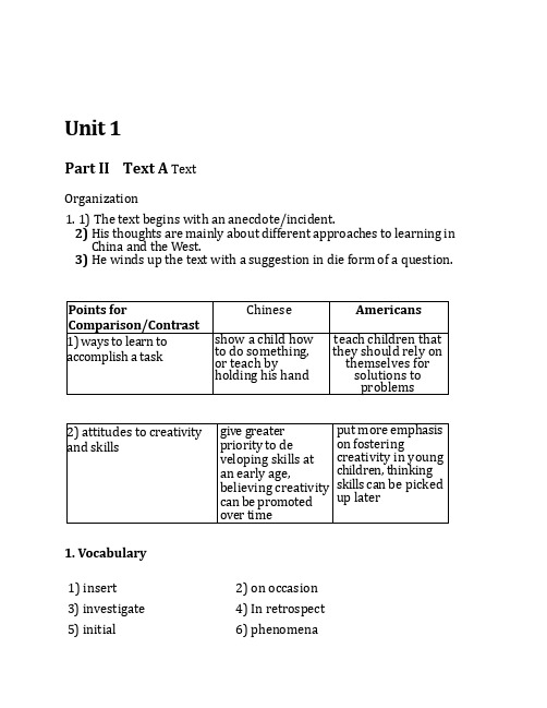 全新版大学英语综合教程2第二版答案 李萌华1