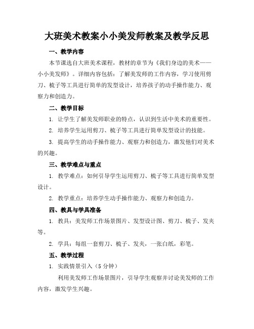 大班美术教案小小美发师教案及教学反思