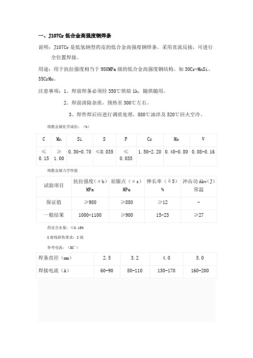 焊条J107Cr、J507