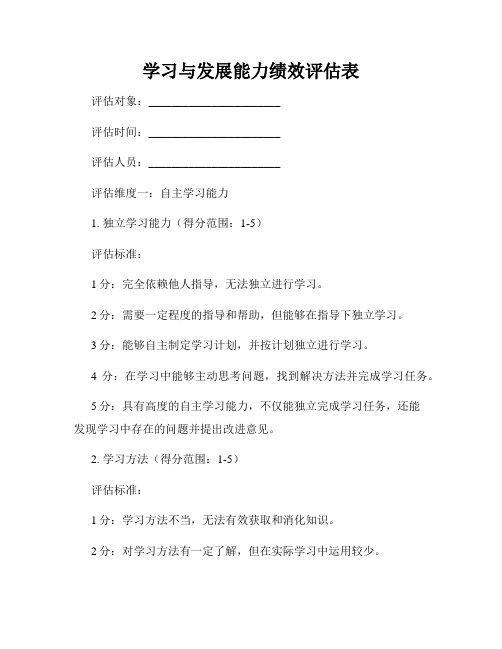 学习与发展能力绩效评估表