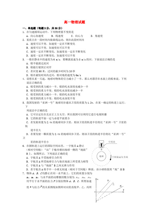 高一物理试题1