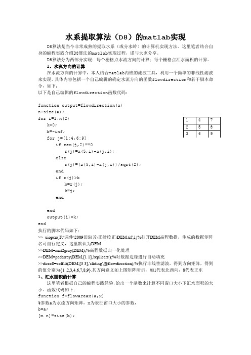 自然水系(或分水岭)自动提取的matlab实现方案