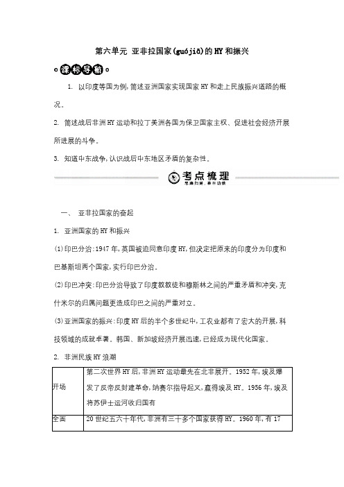 中考历史考点解析九下第六单元亚非拉国家的独立和振兴复习试题(共3页)