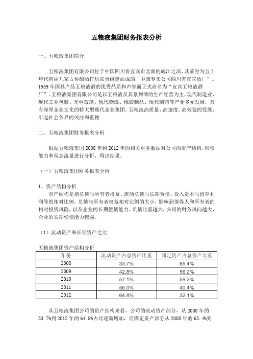 五粮液集团财务报表分析