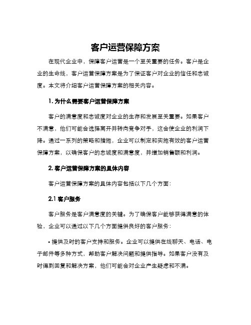 客户运营保障方案