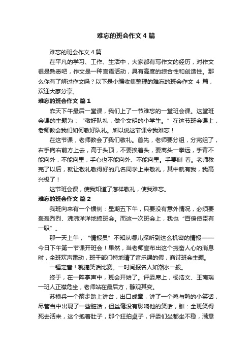 难忘的班会作文4篇