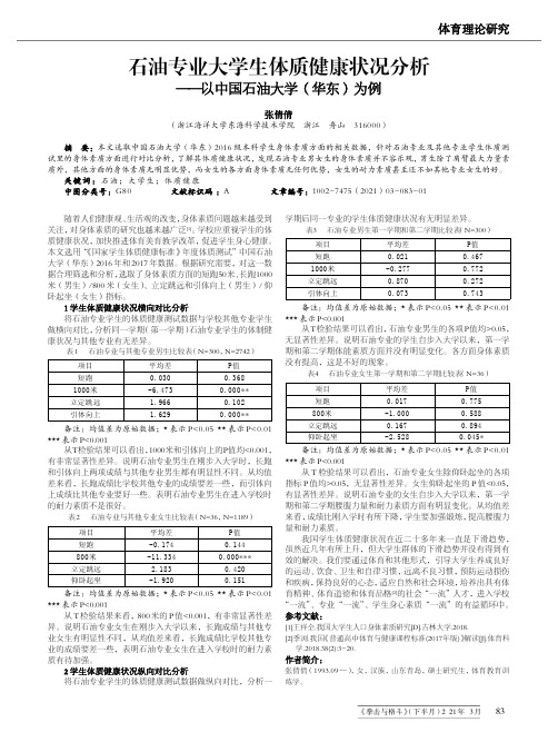 石油专业大学生体质健康状况分析--以中国石油大学(华东)为例