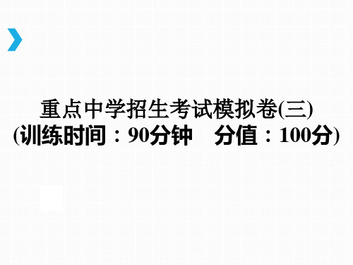 小升初语文总复习课件重点中学招生考试模拟卷(三)｜通用版(共34张PPT)